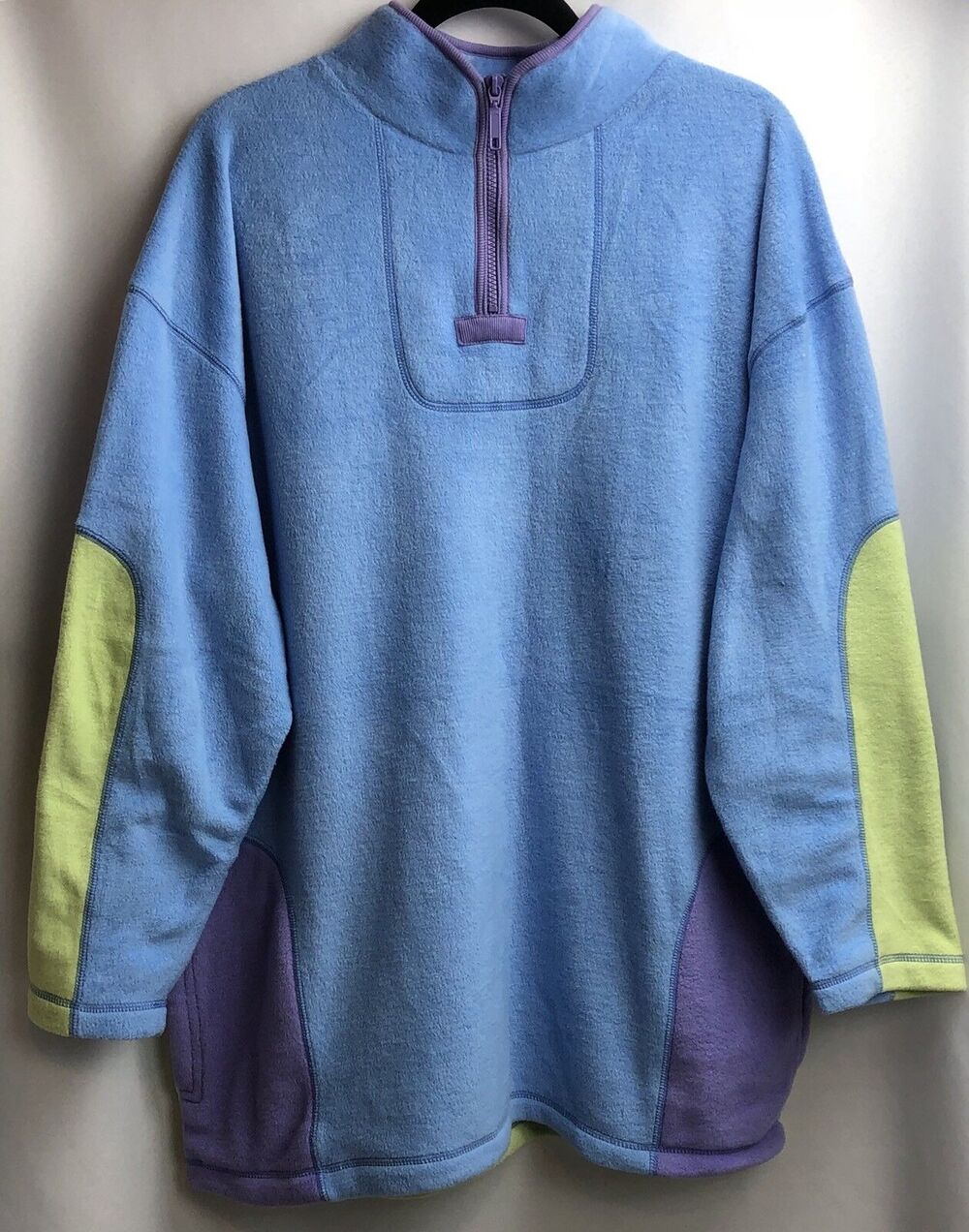 Crossroads Jacket Women XL Blue Colorblock Fleece 1/4 Zip Pocket Casual Athletic